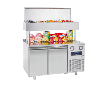 Yatay, Tezgah Tip, Yükseltilmiş Make Up, Hazırlık Buzdolabı - Paslanmaz Çelik - 2 Kapılı