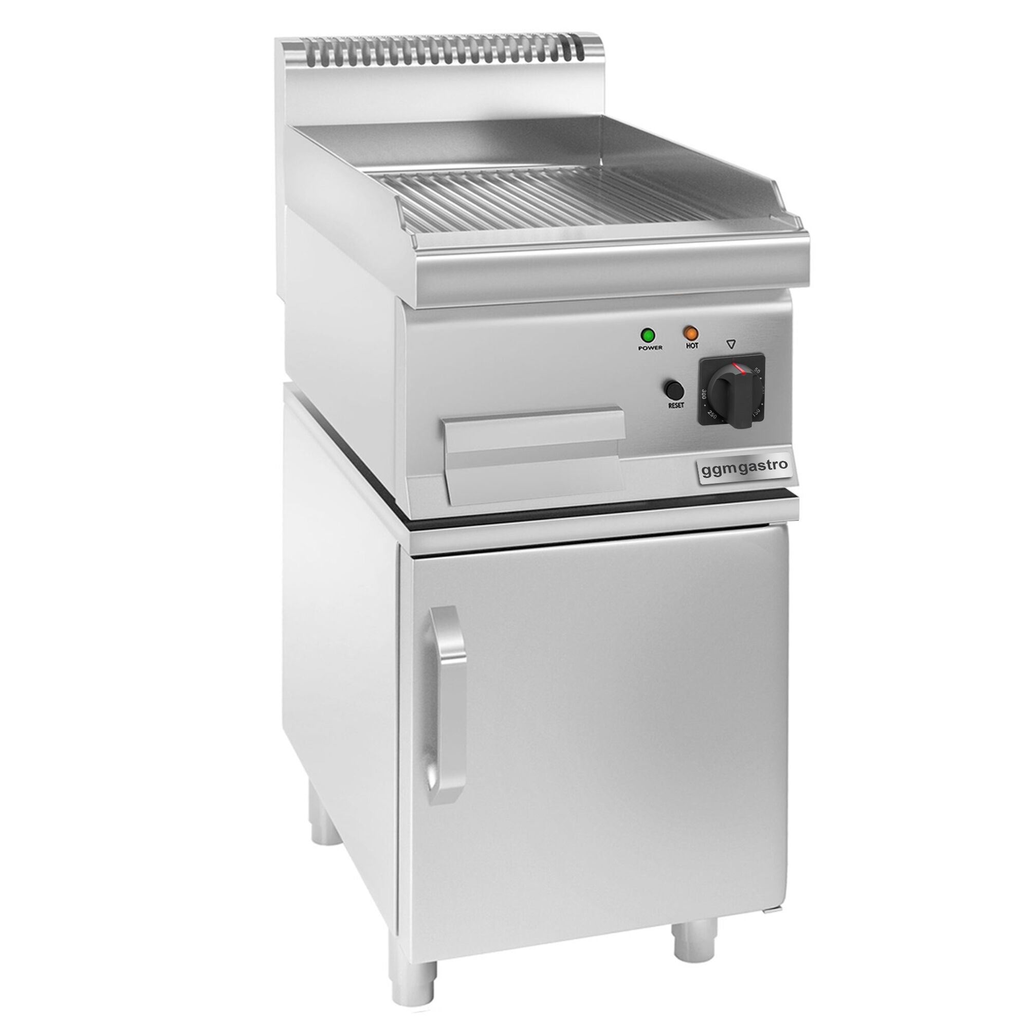 Elektrikli Pleyt Izgara - 4,5 kW - Oluklu -1 Kapılı Alt Stand Dahil