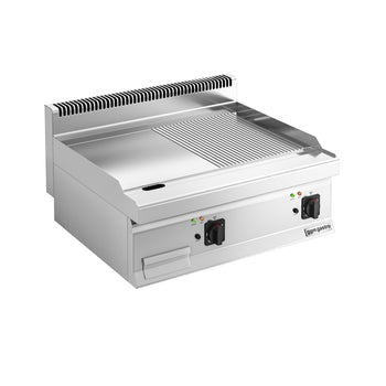 Elektrikli Pleyt Izgara - 9kW - Yarı Oluklu - Pişirme Yüzeyi: 595x500mm