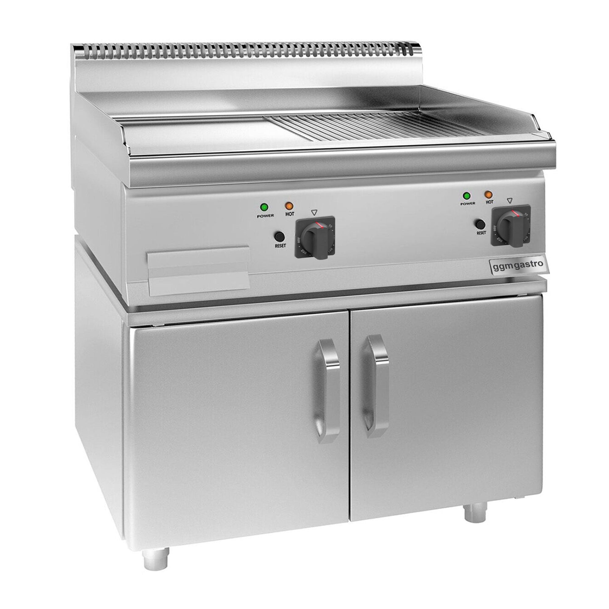 Elektrikli Pleyt Izgara -9 kW - Pürüzsüz & Oluklu -2 Kapılı Alt Stand dDahil