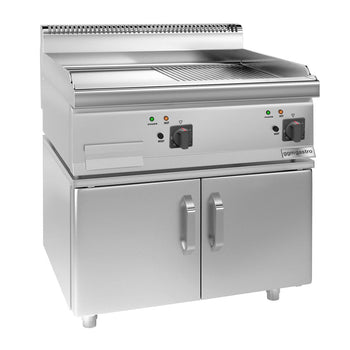 Elektrikli Pleyt Izgara -9 kW - Pürüzsüz & Oluklu -2 Kapılı Alt Stand dDahil