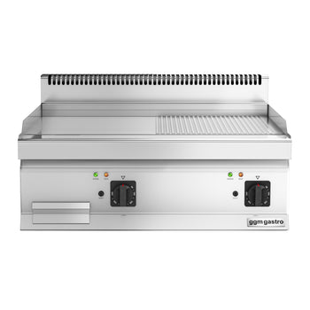 Elektrikli Pleyt Izgara - 9kW - Yarı Oluklu - Pişirme Yüzeyi: 595x500mm