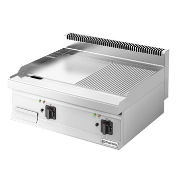 Elektrikli Pleyt Izgara - 9kW - Yarı Oluklu - Pişirme Yüzeyi: 595x500mm