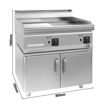 Elektrikli Pleyt Izgara - 7,1 kW - Pürüzsüz & Oluklu - 2 Kapılı Alt Stand Dahil