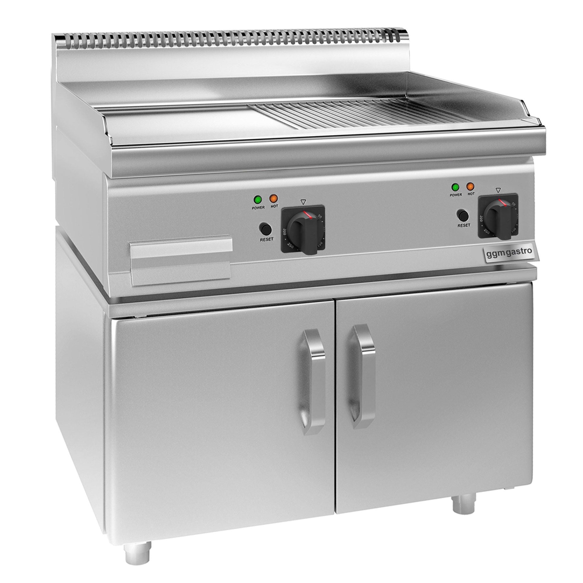 Elektrikli Pleyt Izgara - 7,1 kW - Pürüzsüz & Oluklu - 2 Kapılı Alt Stand Dahil