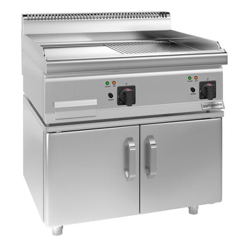 Elektrikli Pleyt Izgara - 7,1 kW - Pürüzsüz & Oluklu - 2 Kapılı Alt Stand Dahil