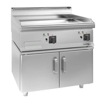 Elektrikli Pleyt Izgara - 9 kW - Pürüzsüz - 2 Kapılı Alt Stand Dahil