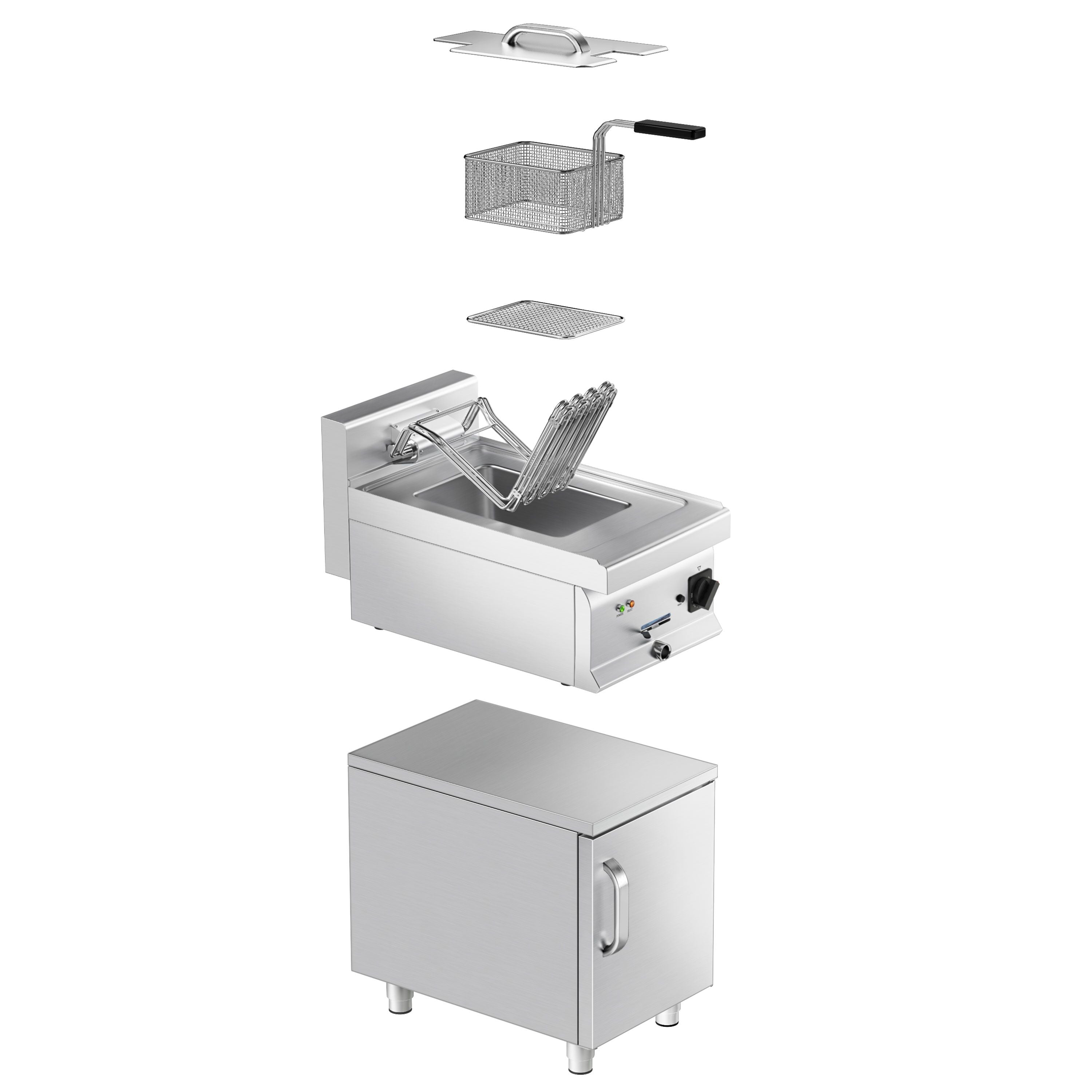 Elektrikli Fritöz - 10 Lt. - 9 kW - 1 Kapılı Alt Stand Dahil