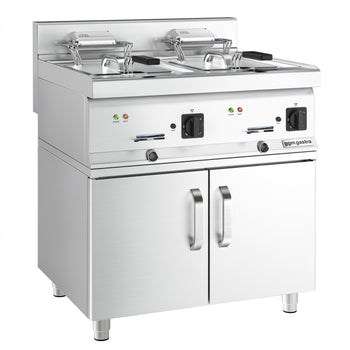 Elektrikli çiftli Fritöz - 10+10 Lt. - 18 kW -2 Kapılı Alt Stand Dahil