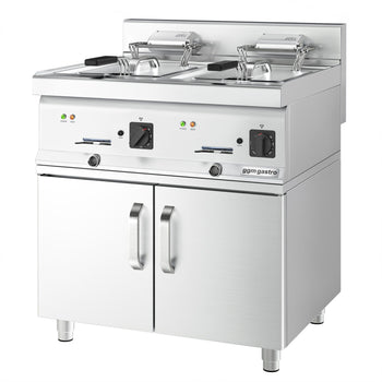 Elektrikli çiftli Fritöz - 10+10 Lt. - 18 kW -2 Kapılı Alt Stand Dahil