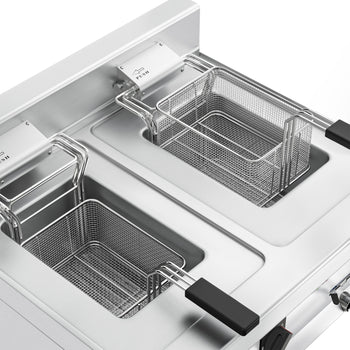 Elektrikli Çift Fritöz - 10+10 Lt. - 18 kW - 2 Kapılı Alt Stand Dahil