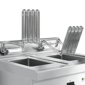 Elektrikli çiftli Fritöz - 10+10 Lt. - 18 kW -2 Kapılı Alt Stand Dahil