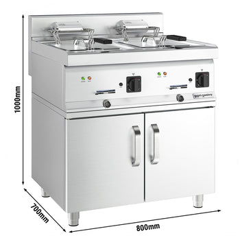Elektrikli Çift Fritöz - 10+10 Lt. - 18 kW - 2 Kapılı Alt Stand Dahil