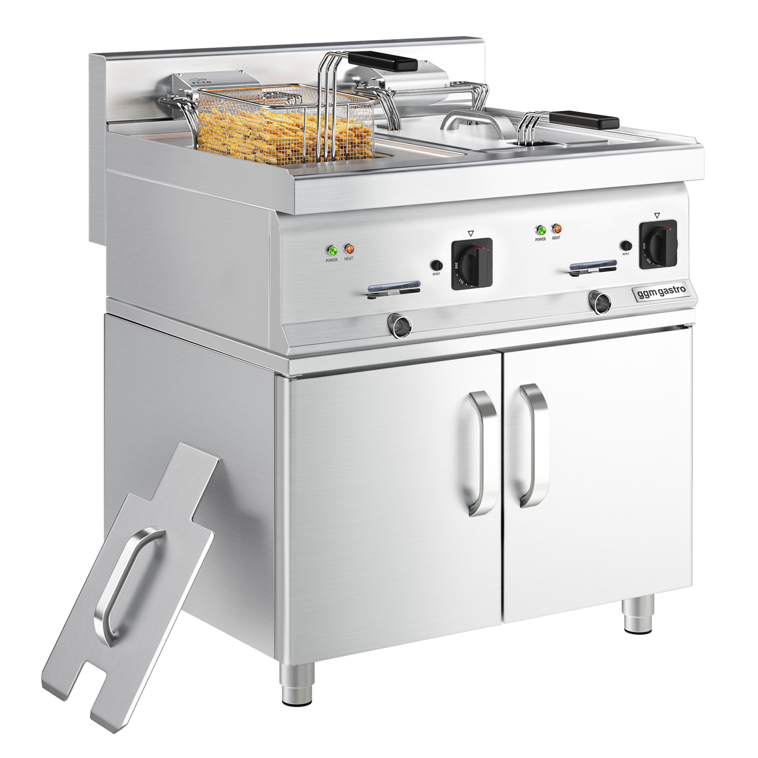 Elektrikli çiftli Fritöz - 10+10 Lt. - 18 kW -2 Kapılı Alt Stand Dahil