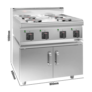 Elektrikli Ocak - 8 kW - 4 Yuvarlak Pleyt - 2 Kapılı Alt Stand dahil