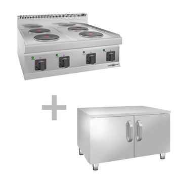 Elektrikli Ocak - 8 kW - 4 Yuvarlak Pleyt - 2 Kapılı Alt Stand dahil