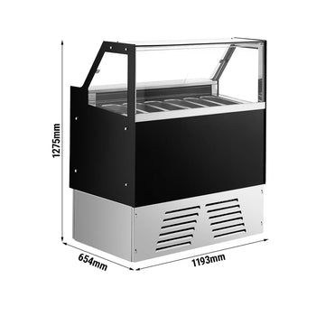 Dondurma Tezgahı EMMA - 1190 mm - Konveksiyonlu - 6x5 Lt. veya 4x7 Lt. Dondurma Kapları için - Siyah