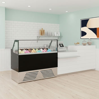 Dondurma Tezgahı EMMA - 1190 mm - Konveksiyonlu - 6x5 Lt. veya 4x7 Lt. Dondurma Kapları için - Siyah