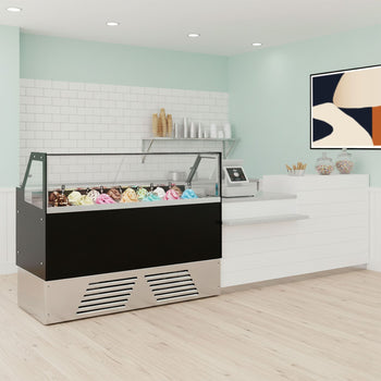 Dondurma Tezgahı EMMA - 1710 mm - Konveksiyonlu - 9x5 Lt. veya 6x7 Lt. Dondurma Kapları için - Siyah