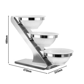 Etajer / Büfe Standı - Krom - 3 Melamin Kase - Ø 260mm dahil