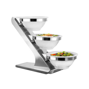 Etajer / Büfe Standı - Krom - 3 Melamin Kase - Ø 260mm dahil