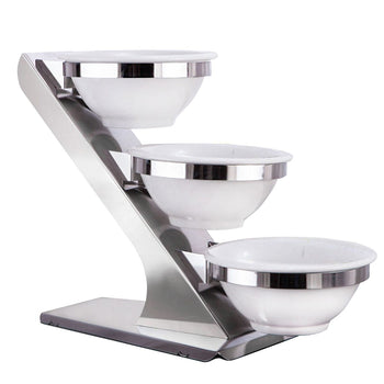 Etajer / Büfe Standı - Krom - 3 Melamin Kase - Ø 260mm dahil