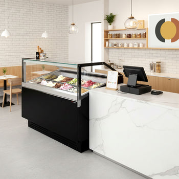 Dondurma Tezgahı ADAM - 1200 mm - Konveksiyonlu - 12x5 Lt. veya 8x7 Lt. Dondurma Kapları için - Siyah