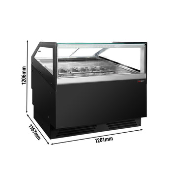 Dondurma Tezgahı ADAM - 1200 mm - Konveksiyonlu - 12x5 Lt. veya 8x7 Lt. Dondurma Kapları için - Siyah