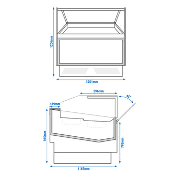 Dondurma Tezgahı ADAM - 1200 mm - Havalandırmalı - 12x5 Lt. veya 8x7 Lt. Dondurma Kabı için - Beyaz