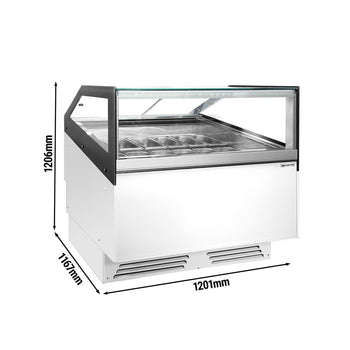 Dondurma Tezgahı ADAM - 1200 mm - Havalandırmalı - 12x5 Lt. veya 8x7 Lt. Dondurma Kabı için - Beyaz