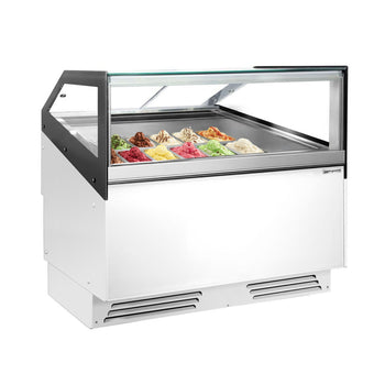 Dondurma Tezgahı ADAM - 1200 mm - Havalandırmalı - 12x5 Lt. veya 8x7 Lt. Dondurma Kabı için - Beyaz