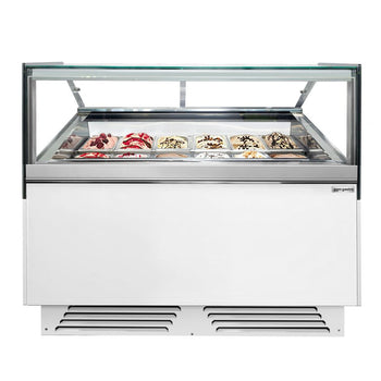 Dondurma Tezgahı ADAM - 1200 mm - Havalandırmalı - 12x5 Lt. veya 8x7 Lt. Dondurma Kabı için - Beyaz