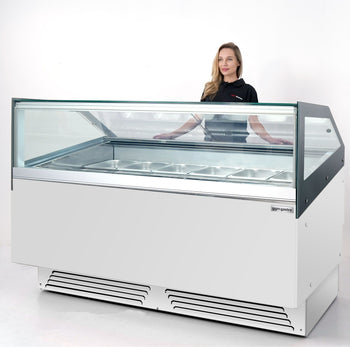 Dondurma Tezgahı ADAM - 1700 mm - Konveksiyonlu - 18x5 Lt. veya 12x7 Lt. Dondurma Kapları için - Beyaz