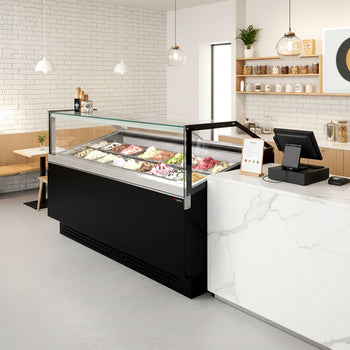 Dondurma Tezgahı ADAM - 1700 mm - Konveksiyonlu - 18x5 Lt. veya 12x7 Lt. Dondurma Kapları için - Siyah