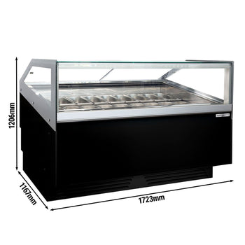 Dondurma Tezgahı ADAM - 1700 mm - Konveksiyonlu - 18x5 Lt. veya 12x7 Lt. Dondurma Kapları için - Siyah