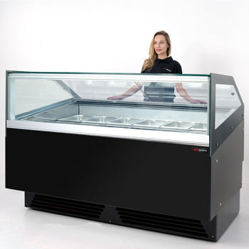 Dondurma Tezgahı ADAM - 1700 mm - Konveksiyonlu - 18x5 Lt. veya 12x7 Lt. Dondurma Kapları için - Siyah