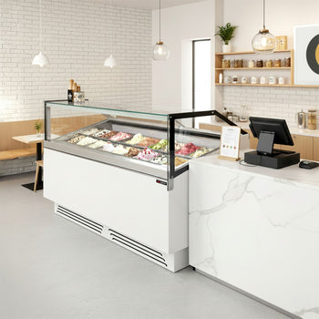 Dondurma Tezgahı ADAM - 1700 mm - Konveksiyonlu - 18x5 Lt. veya 12x7 Lt. Dondurma Kapları için - Beyaz