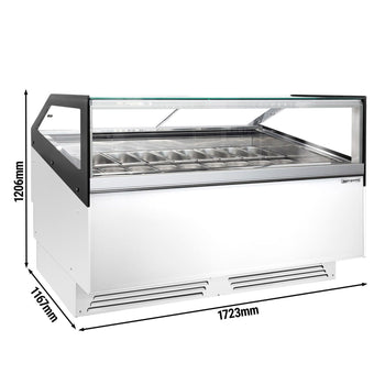 Dondurma Tezgahı ADAM - 1700 mm - Konveksiyonlu - 18x5 Lt. veya 12x7 Lt. Dondurma Kapları için - Beyaz