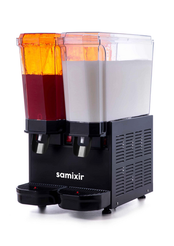 Klasik Twin Soğuk İçecek Dispenseri, 20+20 Lt. - Fıskiyeli ve Karıştırıcılı - Siyah - Samixir