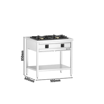 Gazlı Ocak - 17 kW - 2 Brülör - Açık, Taban ve Damlama Tepsisi ile