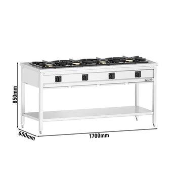 Gazlı Ocak - 34 kW - 4 Brülör - Açık, Taban ve Damlama Tepsisi ile