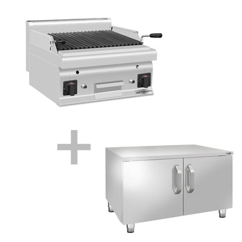 Gazlı Lav Taşı Izgara - 10,6 kW- Devrilir Izgara - 2 Kapılı Alt Stand Dahil