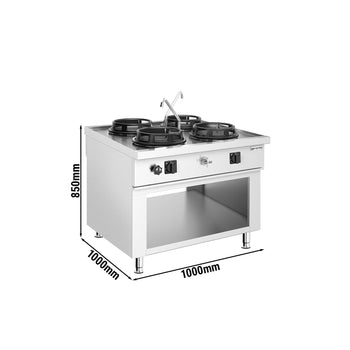 Gazlı Wok Ocak - 60 kW - 4 Brülör - 2 Musluk Dahil