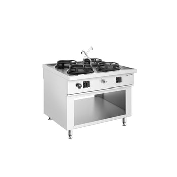 Gazlı Wok Ocak - 60 kW - 4 Brülör - 2 Musluk Dahil