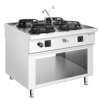 Gazlı Wok Ocak - 60 kW - 4 Brülör - 2 Musluk Dahil