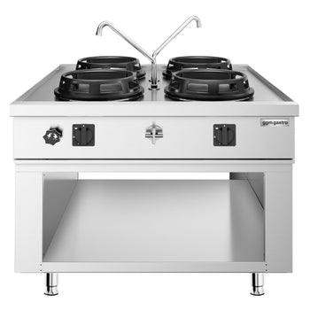 Gazlı Wok Ocak - 60 kW - 4 Brülör - 2 Musluk Dahil