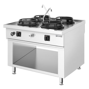 Gazlı Wok Ocak - 60 kW - 4 Brülör - 2 Musluk Dahil