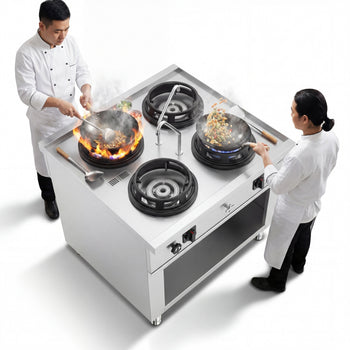 Gazlı Wok Ocak - 60 kW - 4 Brülör - 2 Musluk Dahil
