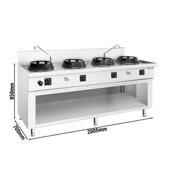 Gazlı Wok Ocak - 60 kW - 4 Brülör - 2 Musluk Dahil