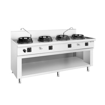 Gazlı Wok Ocak - 60 kW - 4 Brülör - 2 Musluk Dahil